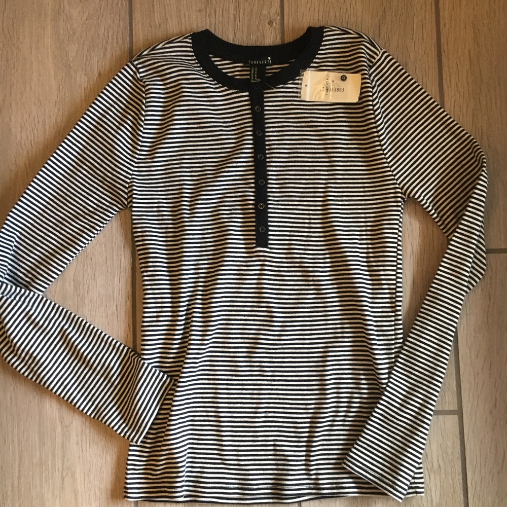 Forever 21 Striped Henley NWT